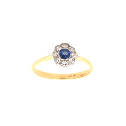 Pre Owned 18ct Sapphire and Diamond Cluster Ring ZV894